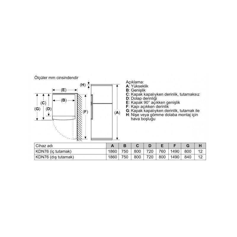 Siemens KD76NXWE1N Çift Kapılı No Frost Buzdolabı